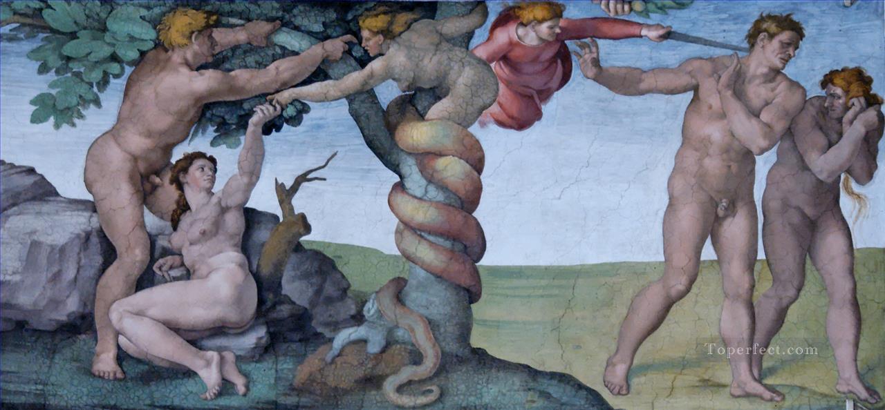 adam and eve sistine chapel Michelangelo Classic nude Oil Paintings
